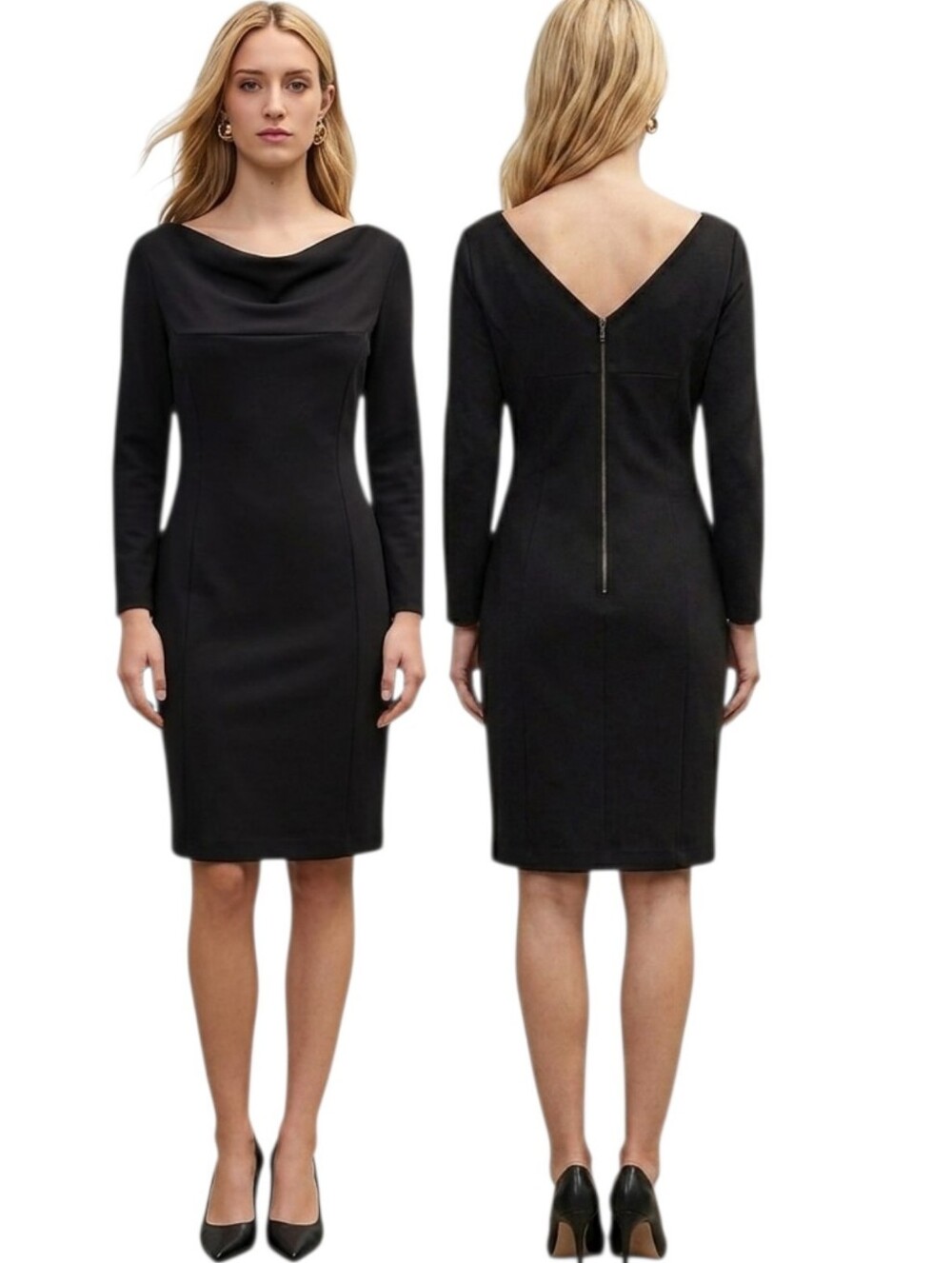 ANN TAYLOR Black Cowlneck Sheath Dress - Size 6